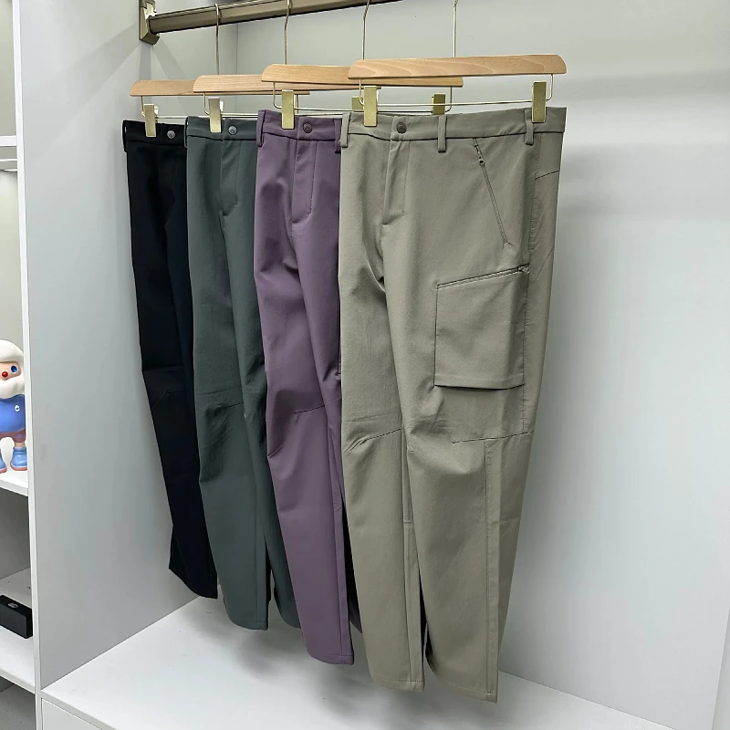 

Легкие мужские брюки карго для активного отдыха с множеством карманов, свободные, прямого кроя, повседневные, осень 2025, модные, из полиэфирного волокна