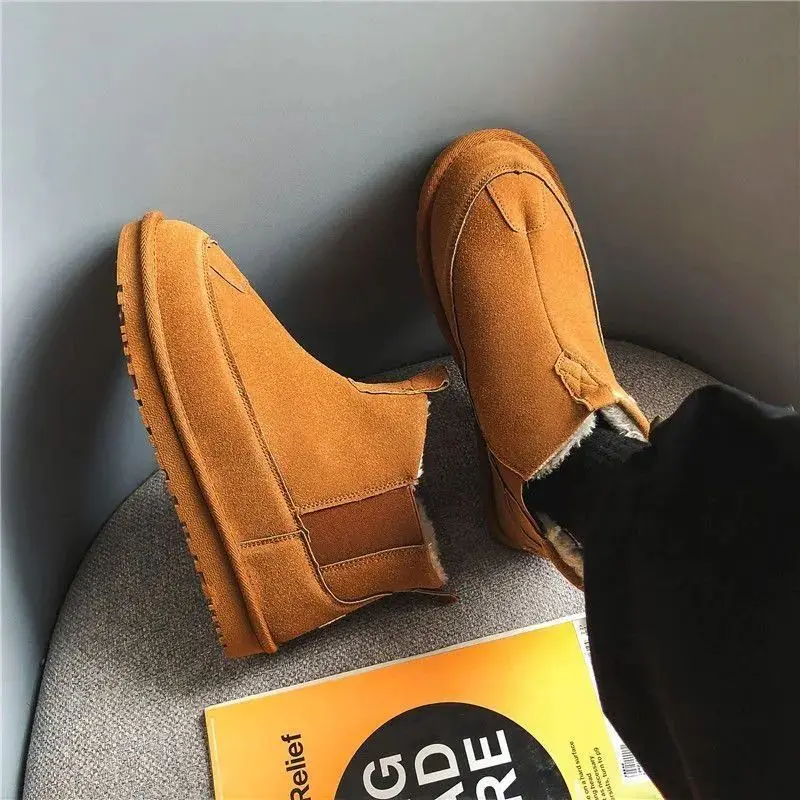 Winter Men's High Top Snow Boots FleeceLined Thermal Insulated Shoes for Outdoor Thickened Warm Casual Footwear for Men