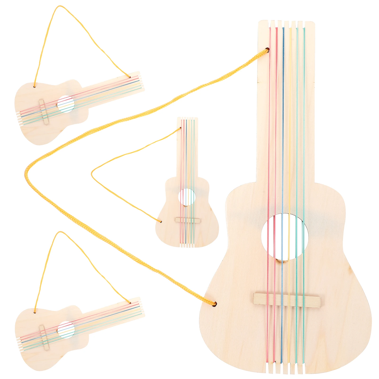 

4Sets DIY Children's Guitar Unfinished Wooden Blank Wood Guitar for Painting Art Creativity Musical Instrument
