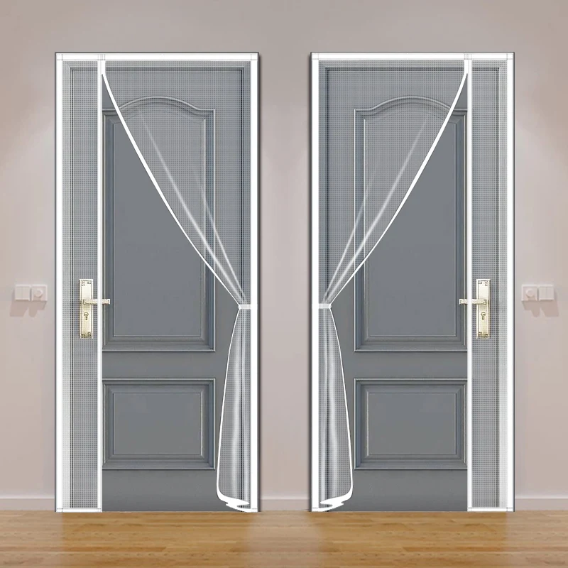 DTGJ Pantalla  puerta magnética estilo apertura lateral mosquitera blanca antiinsectos malla Invisible tamaño personalizado tu