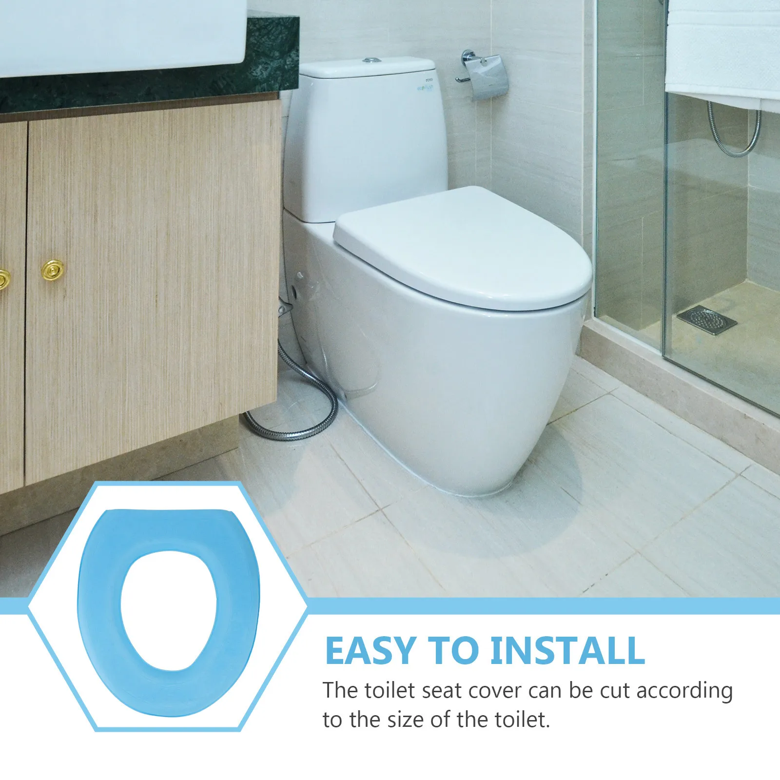 

Sky Toilet Seat Cushion Waterproof Thick Warm Soft Self Adhesive Toilet Mat Cuttable Easy Install for Home Hotel
