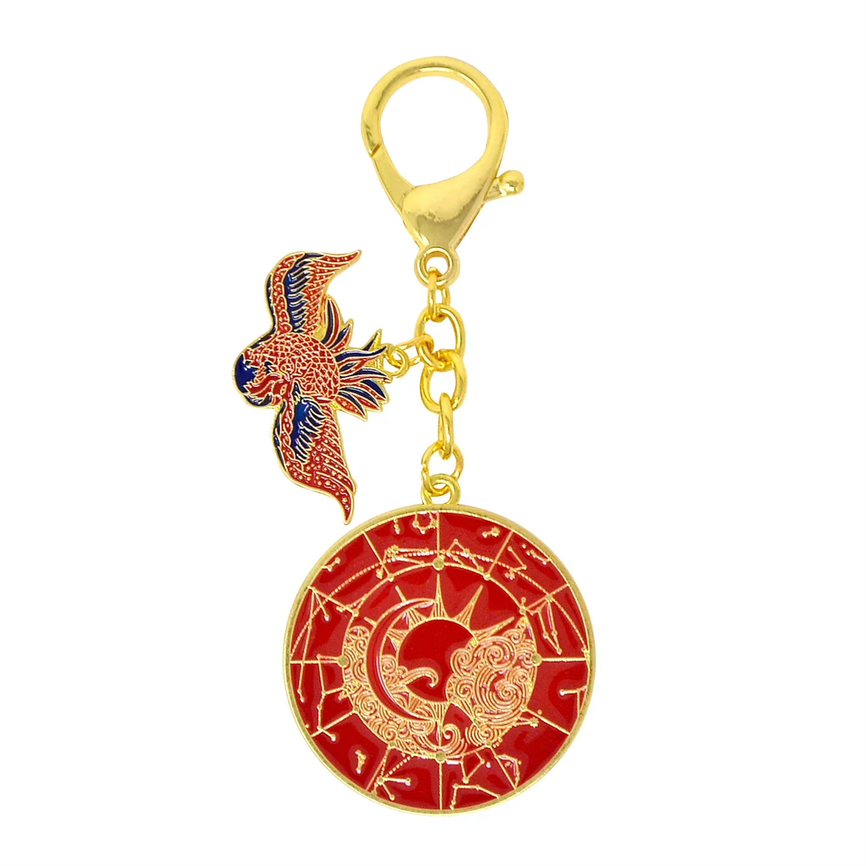 Feng Shui Crimson Phoenix Lunar Mansions Harmonizing Talisman Wealth Keychain