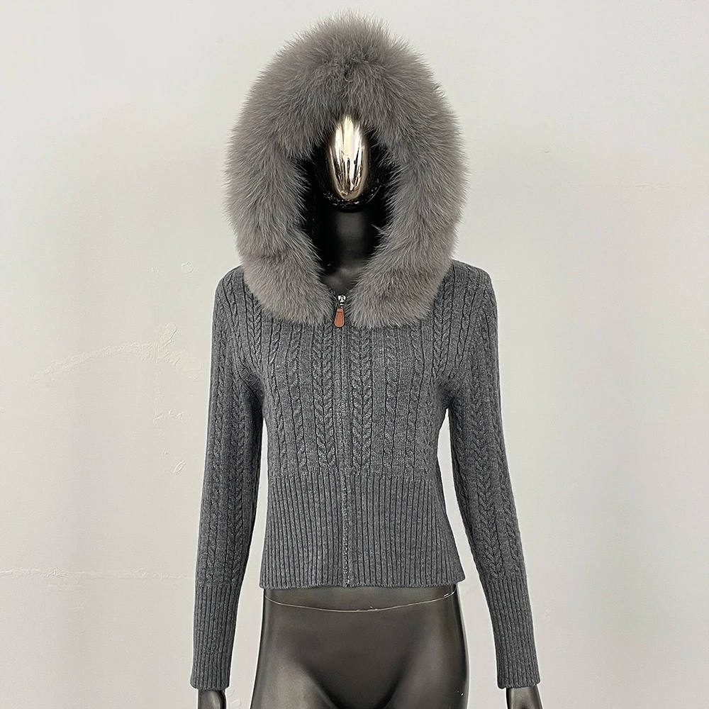 

Женский укороченный кардиган из натурального меха с капюшоном, на молнии, вязаный, с пэчворком, для весны и осени