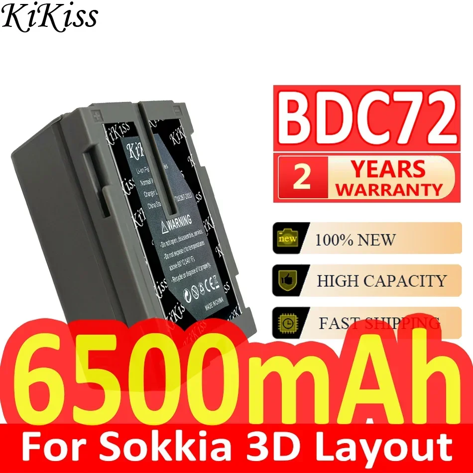 

6500mAh KiKiss Powerful Battery BDC72 For Sokkia 3D Layout Navigator LN-150 Pipe Laser TP-L6 for Topcon Total Station GM-52 RC-5