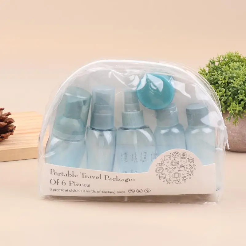 10 Stück 2 Farben Reiseflaschen Kulturbeutel Auslaufsicheres tragbares Set Klare Fluggröße Kosmetikbehälter für Lotion, Shampoo