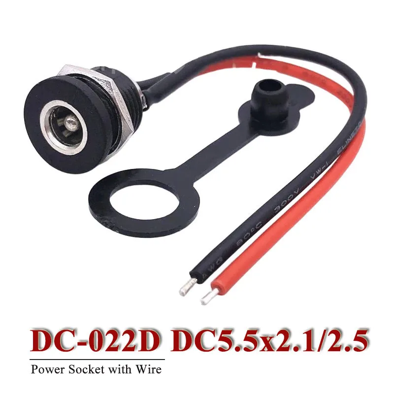 DC-022D DC5.5x2.1/2.5 Power Connector with Wire Male Female Extension Cord DC5521 Electric Vehicle Interface Socket Cable 1-5pcs