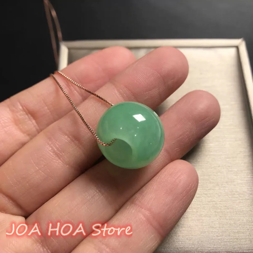 Emerald Light Green Natural A Goods Jadeite Hand-carved Jade Pendant Additional Necklace Chain Boutique Jewelry