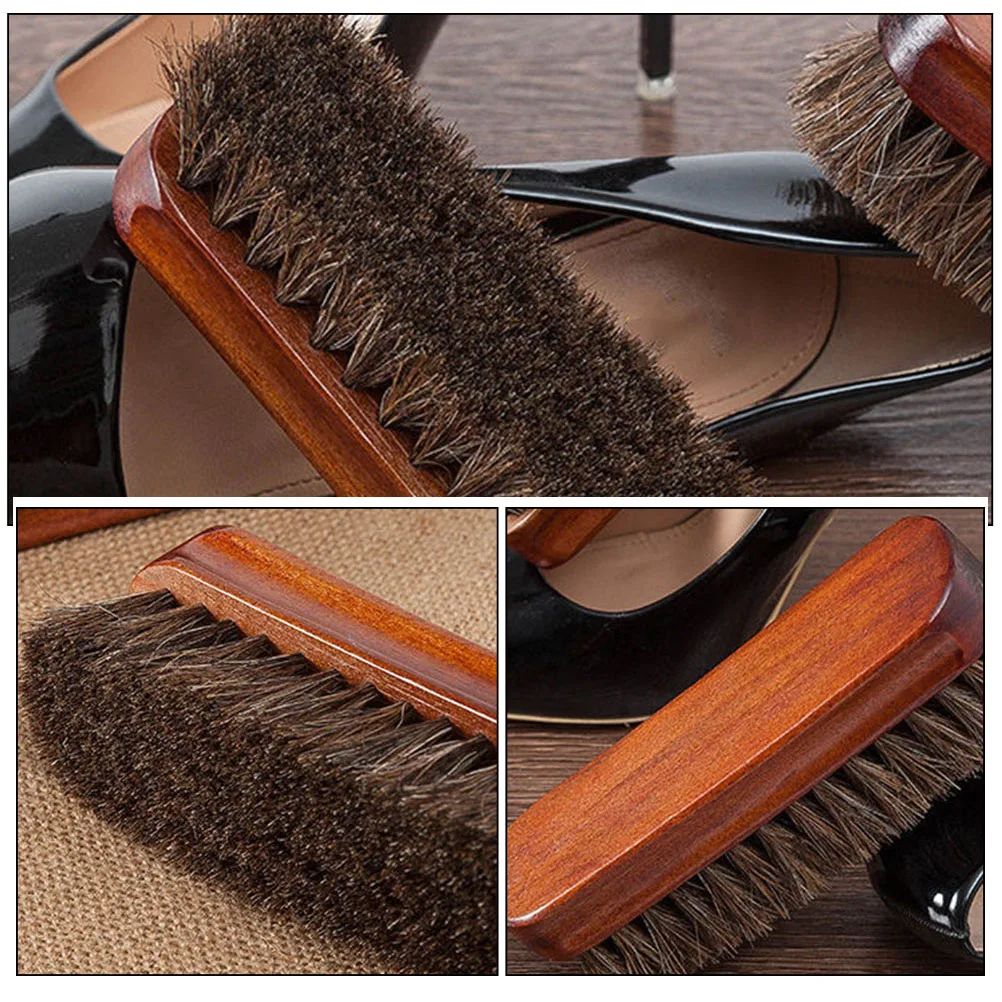 

Wooden Horse Brush Horse Hair Brushes For Laundry for Shoes Cleaner Boot Polish Grooming Small Laundry Practical