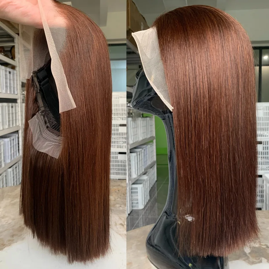 فيتنامية غلويليس الباروكات 100% جودة الشعر البشري 2x6 الدانتيل إغلاق جاهزة لارتداء شعر مستعار 250 الكثافة 13x6 13x4 الدانتيل أمامي بوب الباروكات # 2