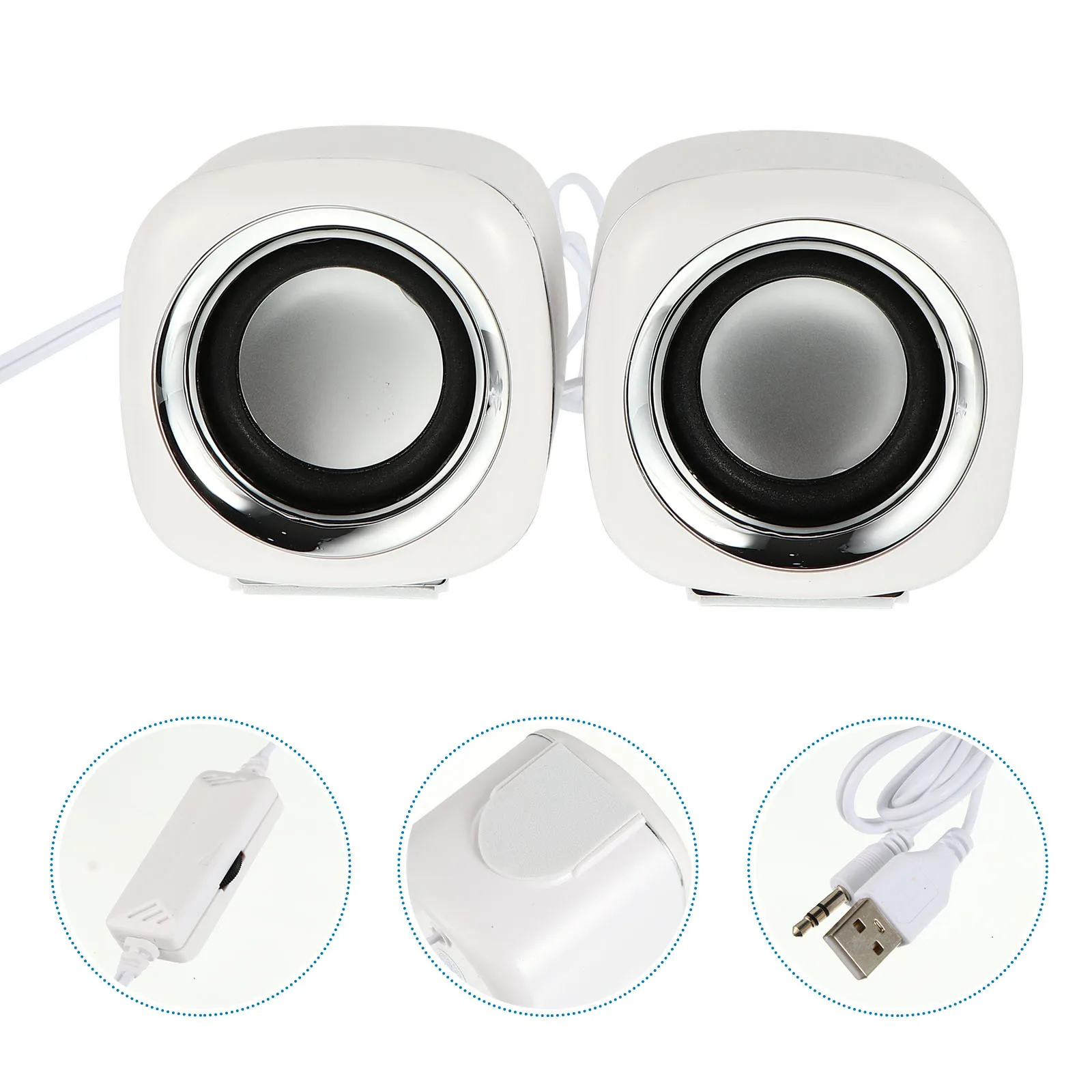 

1 Pair Usb Desktop Speakers Hifi Stereo Sound Plating Body Volume Knob Control For Pc Laptop Mp3 Mp4 External Computer Speaker