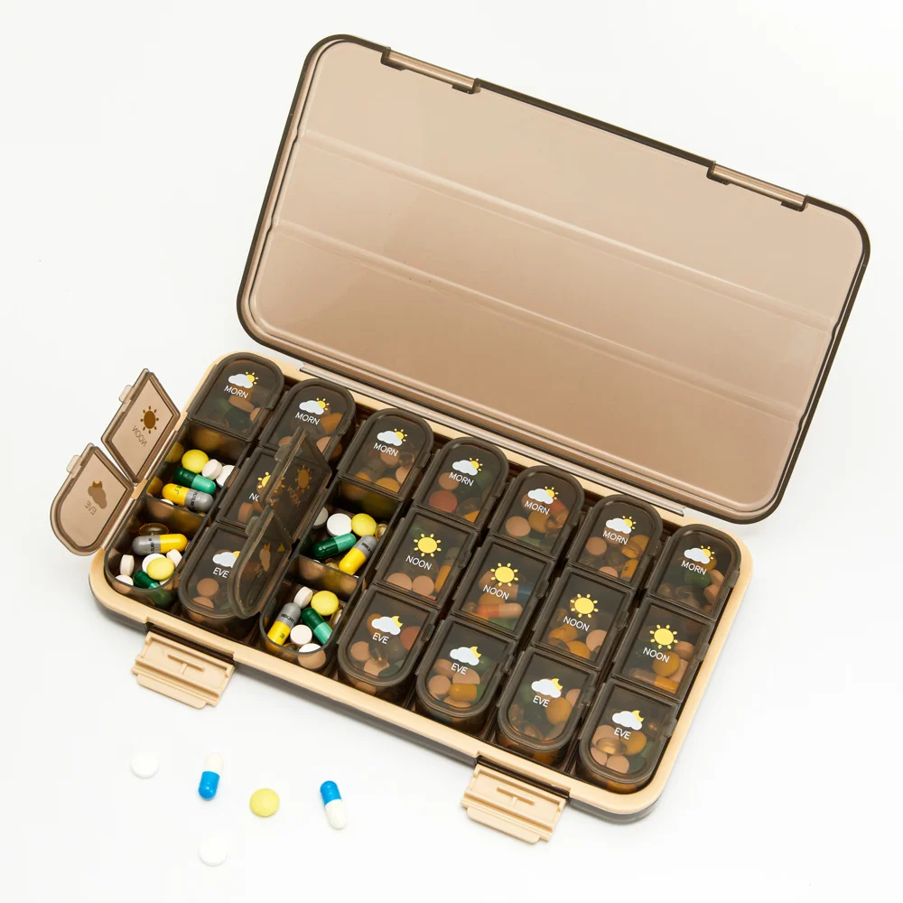 Weekly Pill Organizer,Pill Cases with 21/28 Grids for Vitamins Medicine Dispenser Tablet Storage Boxes Portable Pills Box