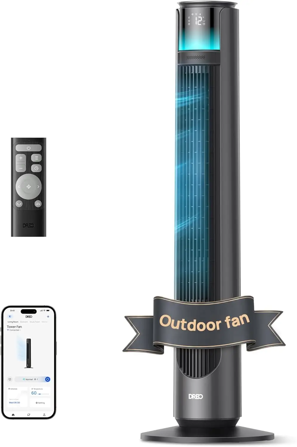 

Indoor Outdoor Smart Tower Fan High Velocity Standing Floor Fan Twelve Speeds Four Modes One Hundred Fifty Degree Oscillating Qu