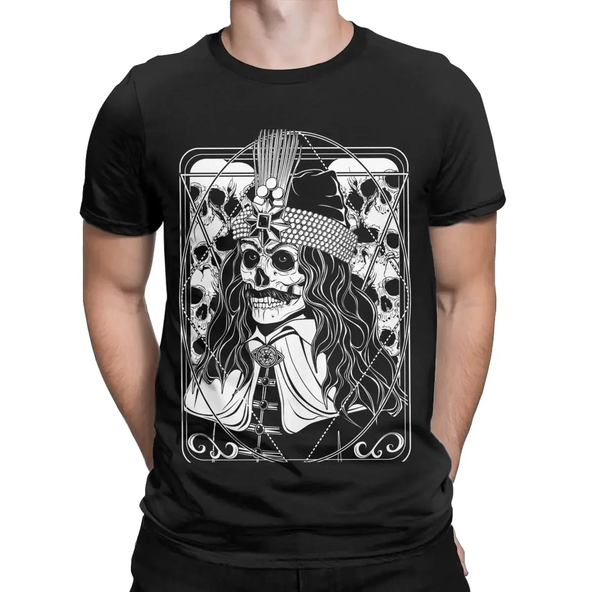 Men\'s T-Shirt Vlad Dracula A Skull Portrait Casual Pure Cotton Tee Shirt Short Sleeve T Shirts Crewneck Tops Graphic