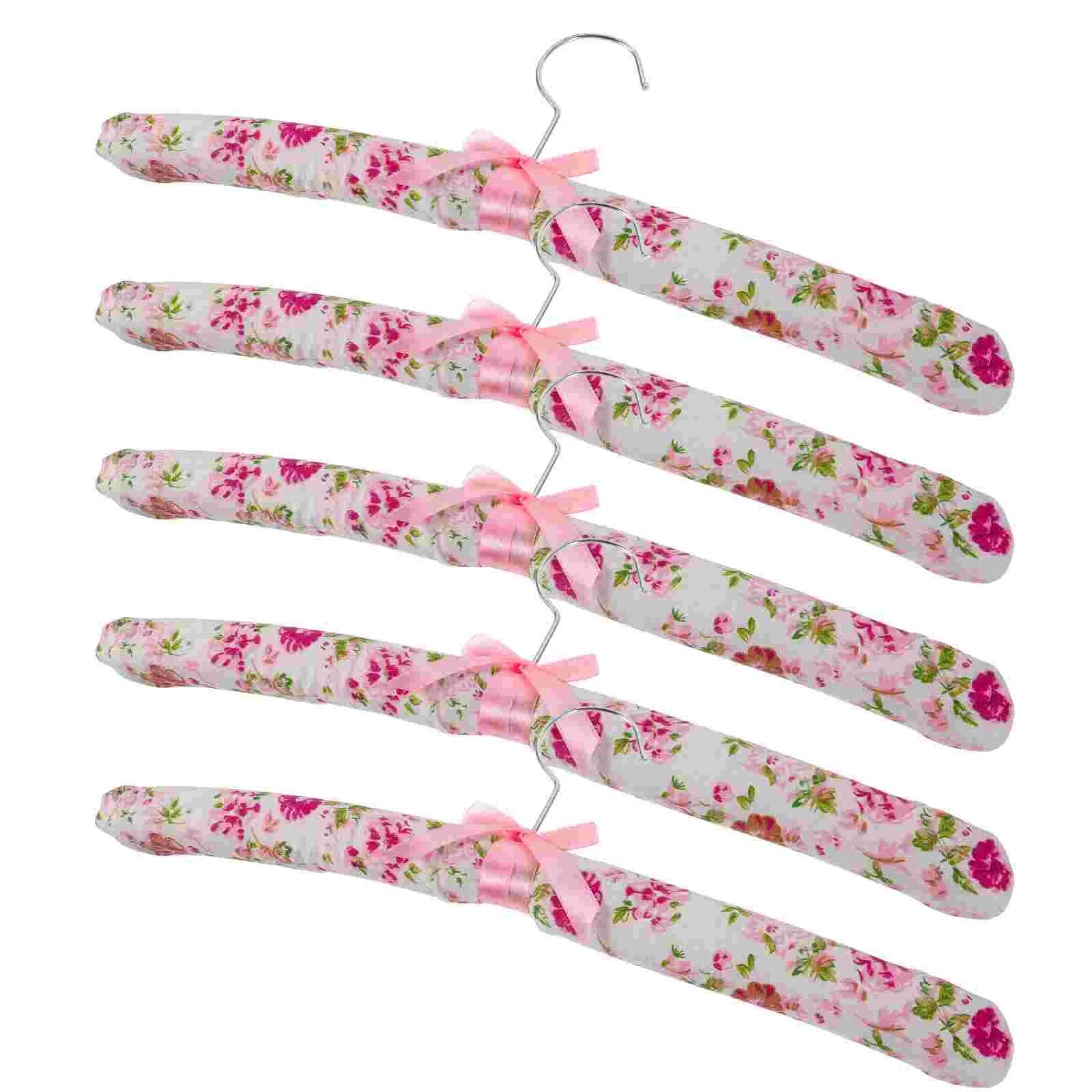 

5 Pcs Cupboard Cloth Floral Hanger Travel Miss Clothing Hangers Coat Clothes Sponge No Bump