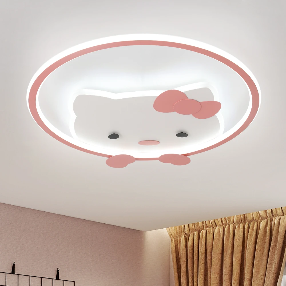 

Children's Room Light Indoor Ceiling Lamps Kid's Bedroom Home Decor Cute Cat Led Living Room Plafond Fixtures Pendant Light