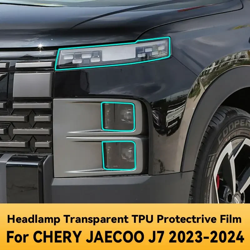 

For CHERY JAECOO J7 2023 2024 Car Exterior Headlight Anti-scratch Front Lamp Transparent TPU Protective Film Accessories