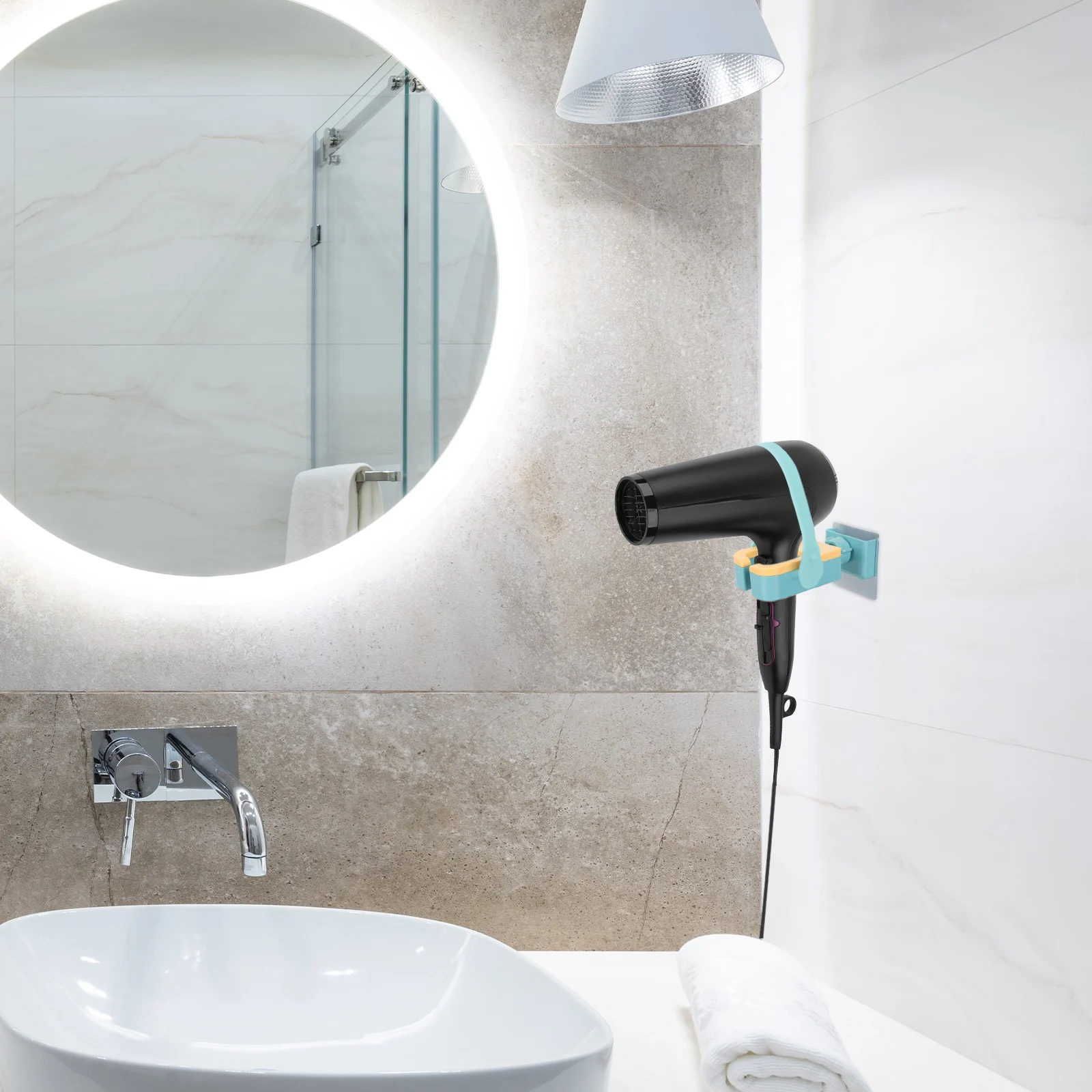 

Hair Dryer Rack Durable Sturdy Reliable Wall Mounted Blow Home Hole Free Bracket Storage Hairdryer Support Holder St