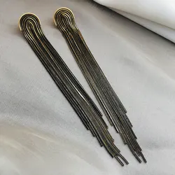 South Korea's New Long Tassel Earrings Fashion Vintage Trend Temperament Earrings Women Party Jewelry Accessories