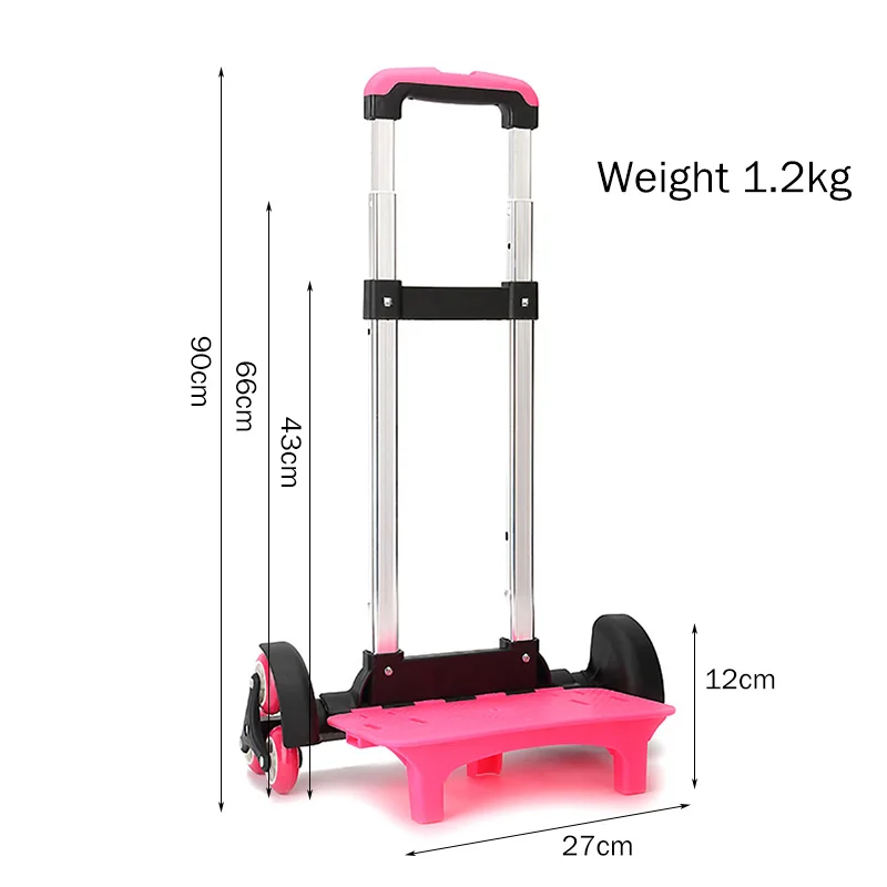6 Wheels Expandable Aluminum Alloy Pull Rod Portable Cart Kid Trolley For Backpack School Bag Children Luggage Bag Roll Cart - Image 6