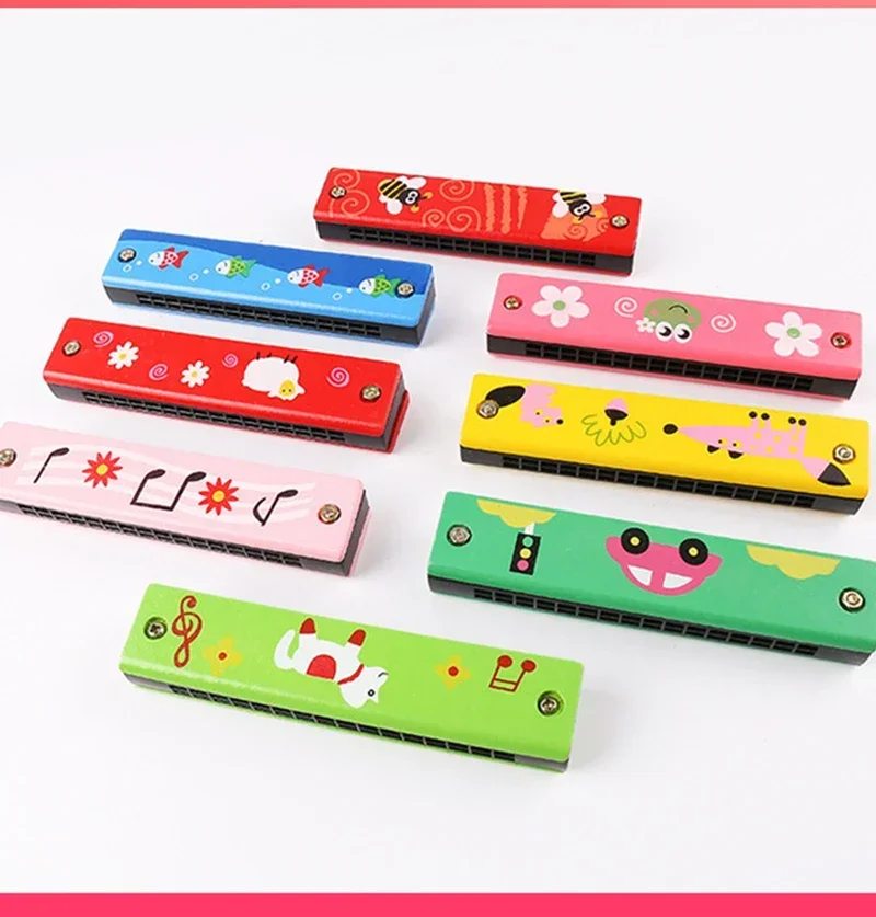 16 Holes Cute Harmonica Musical Instrument Educational Toys Cartoon Pattern Child Wind Instrument Children Gift Kids Montessori