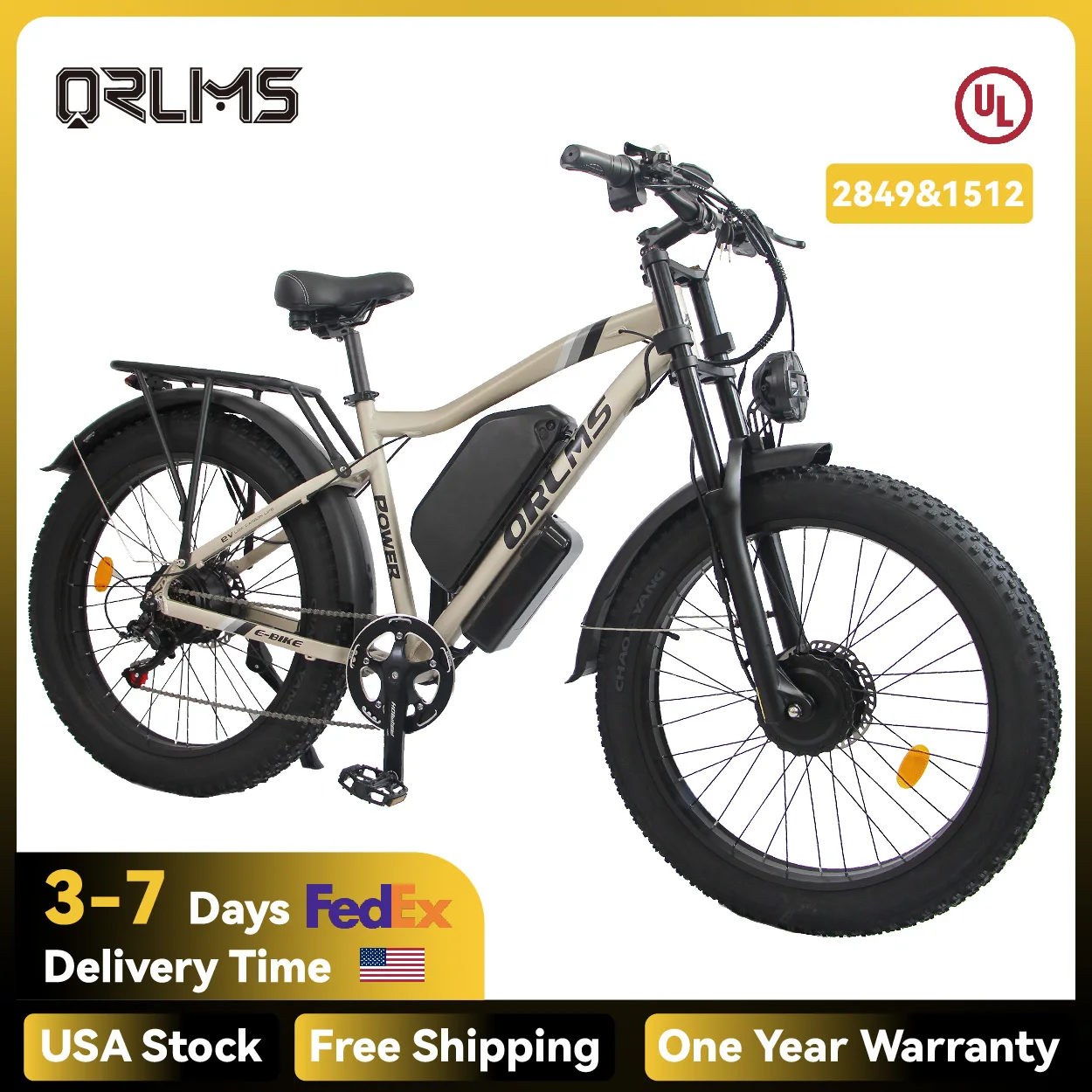 

Электровелосипед с двумя моторами, электрический велосипед с широкими шинами, 520В/25Ач, 5000Вт пиковая мощность, 24-дюймовые внедорожные шины, высокоскоростной электровелосипед с широкими шинами для любых дорог, скорость 40/50 миль/ч.