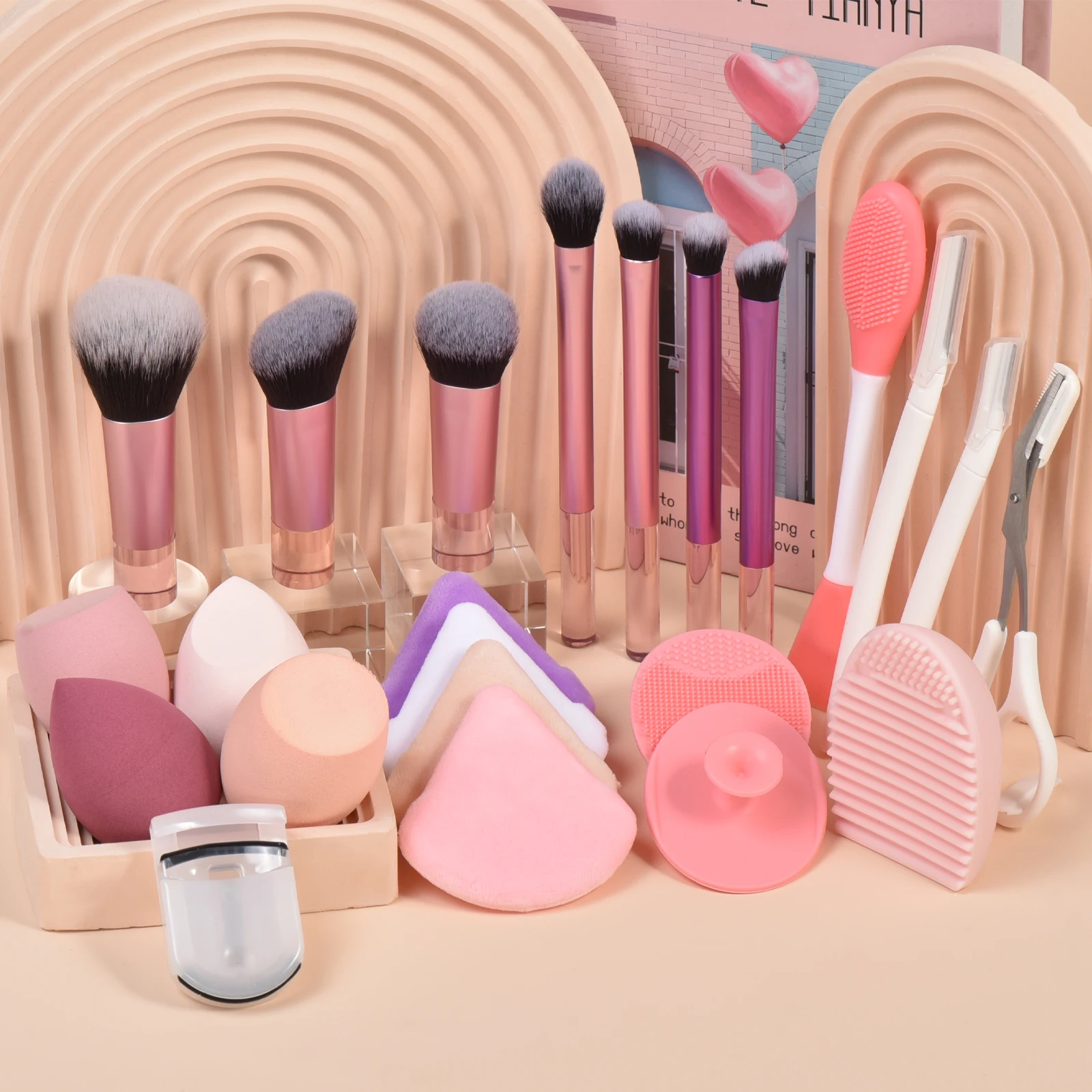 

Premium makeup brush Makeup tools Large set Makeup sponge Powder puff eyebrow shaving tools Cleaning tools