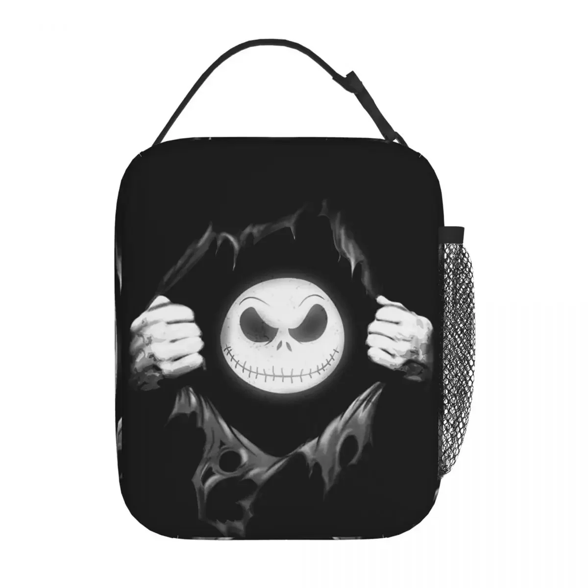 Custom Halloween Skull Jack Insulated Lunch Tote Bag Tim Burton Christmas Horror Movie Portable Cooler Thermal Bento Box