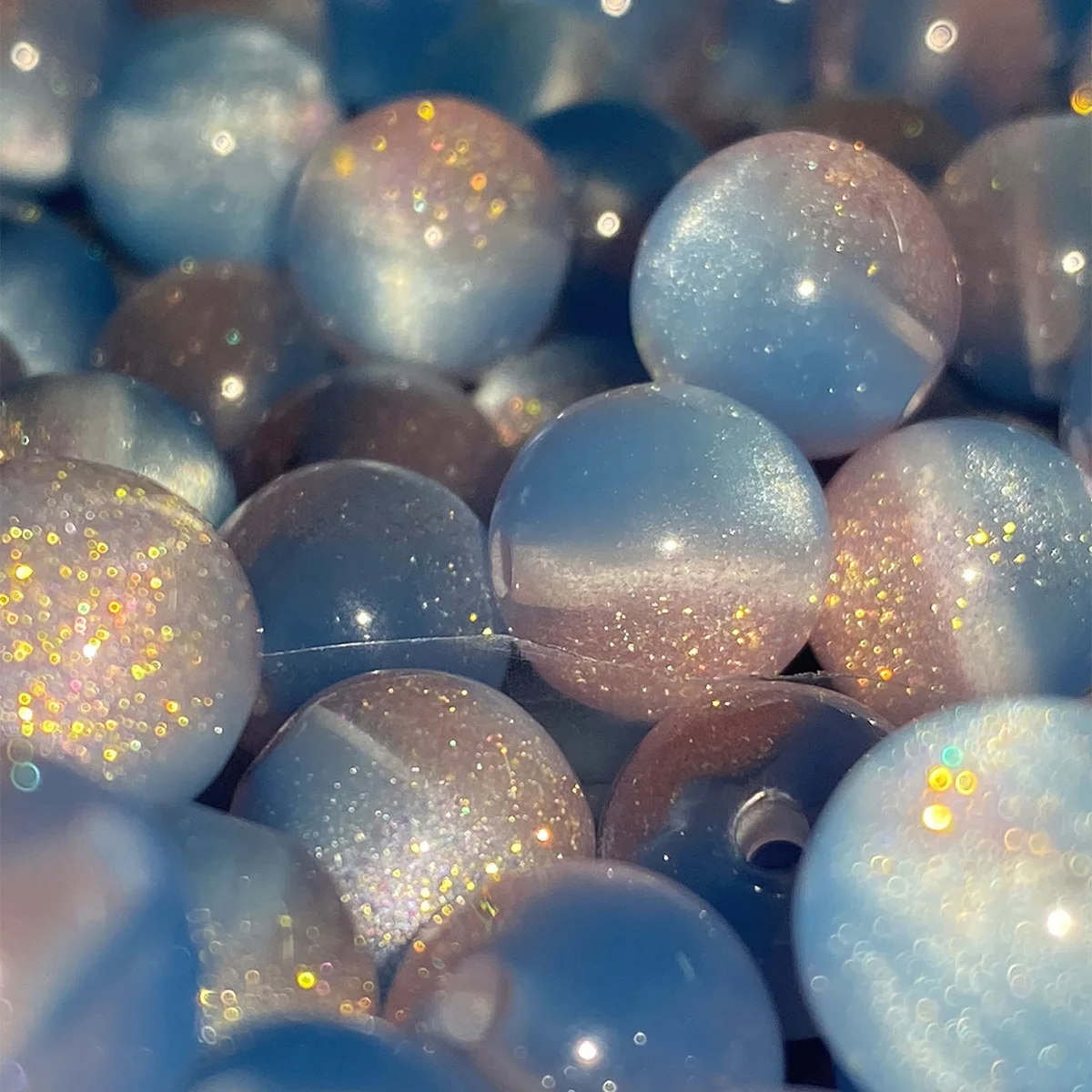 Blue & Pink Gradient Resin Bead 50pcs 8-10mm Sparkle Round Loose Beads For Jewelry Making DIY Necklace Bracelet Accessories - view 5