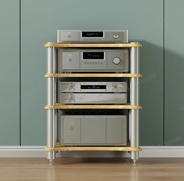 Solid Wood Metal Frame Multilayer Storage Cabinet TV Amplifier Speaker CD Display Rack - view 2
