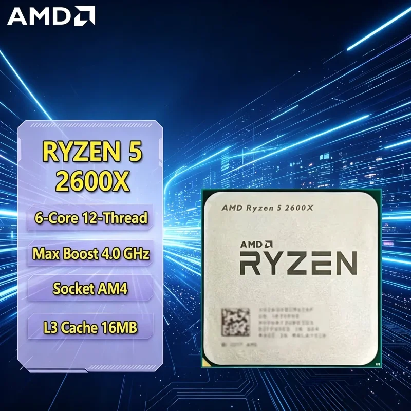 AMD Ryzen 5 2600 Gaming Creation Office Multitasking Original Desktop CPU 6C/12T 3.4‑3.9GHz Unlocked, Compatible AM4 Mainboard