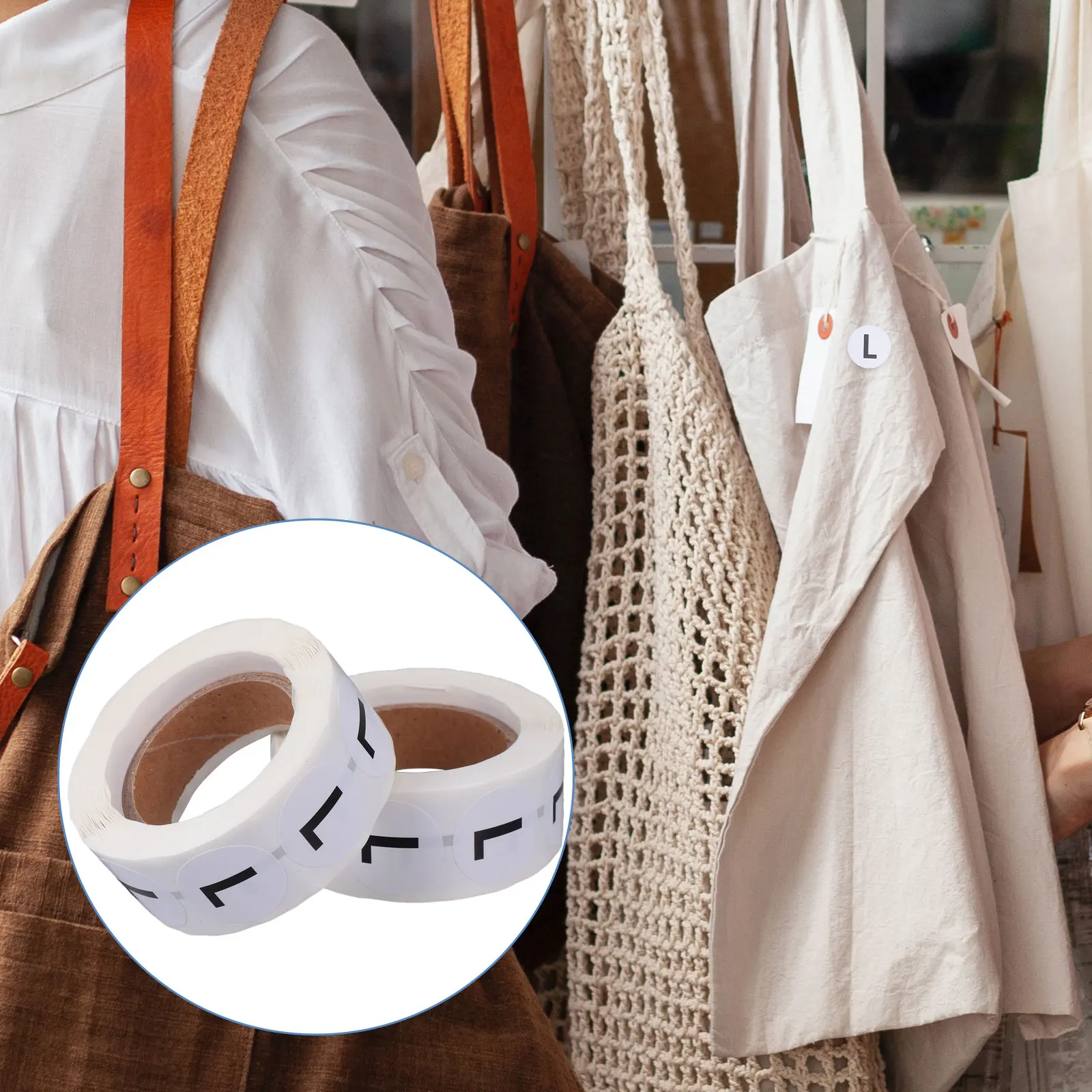 2 Rolki Naklejek Rozmiarów Odzieży Dziecięcej Białe Bezpieczne Okrągłe Etykiety Suficjentna Ilość Różne Rozmiary Wyraźnie Wyświetl Rozmiar Odzieży