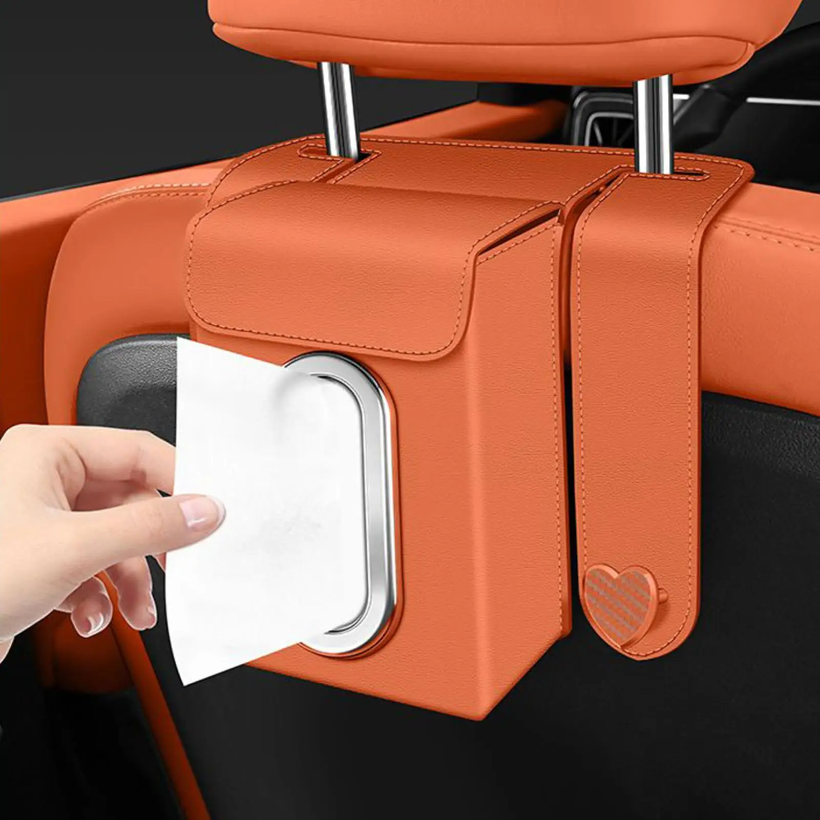 

Car Tissue Holder Facial Paper Organizer with 2 Hooks Tissue Box Holder for Car for Backseat Headrest Travel Road Trip Interior