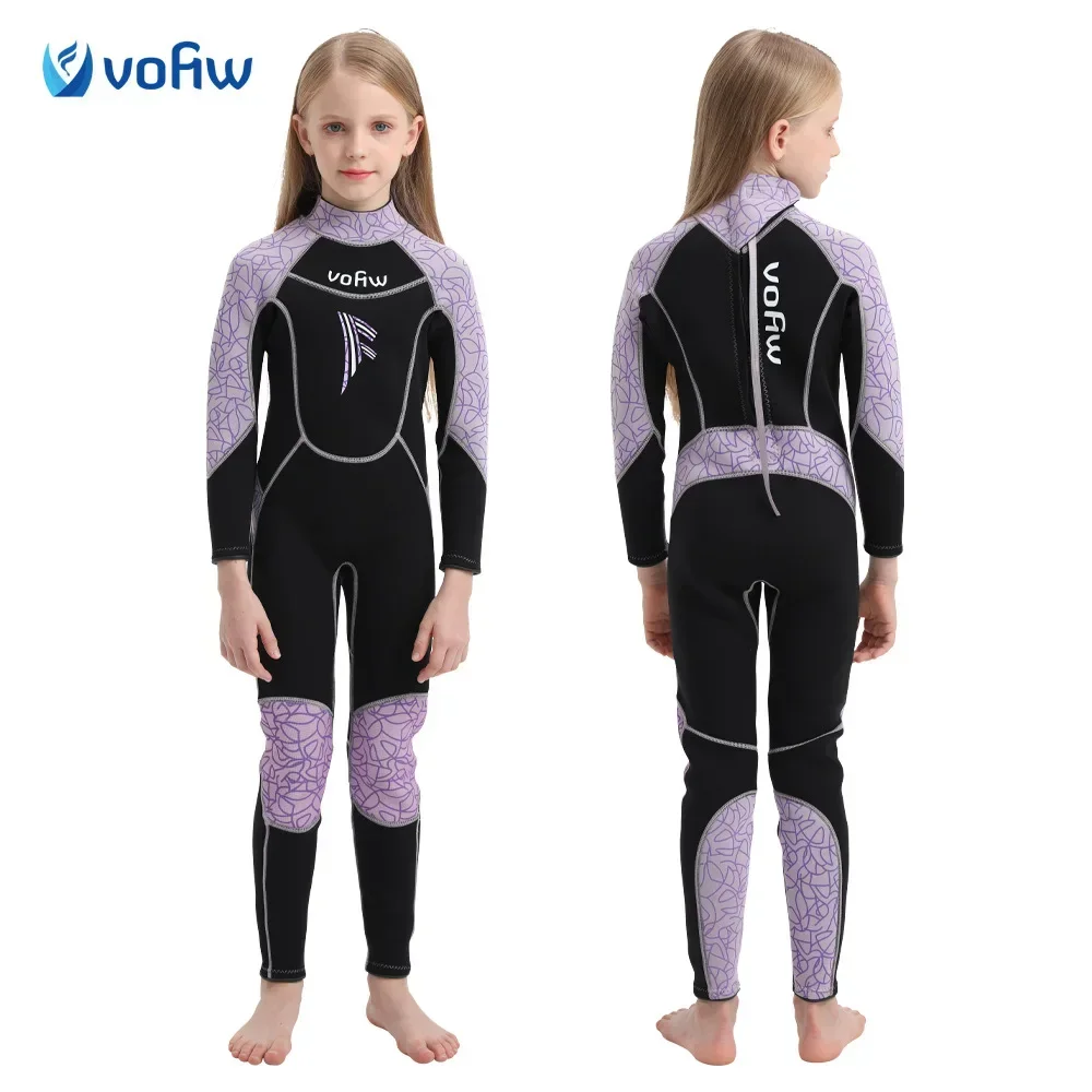 

Girl's Boy's 3mm Neoprene One-piece Long Sleeve Plush Diving Suit Surfing Swimming Wetsuit Children's Warm Cold Proof Swimsuit