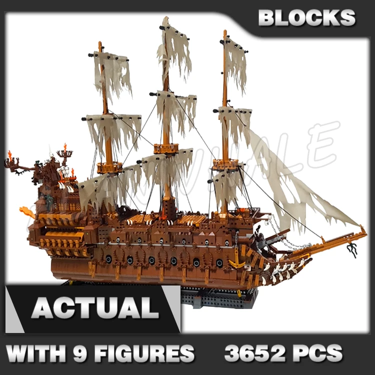 3652pcs Ideas MOC Pirates Flying Dutchman GhostShip Sea Sailing Ship 16016 Building Block Toys Compatible with Model