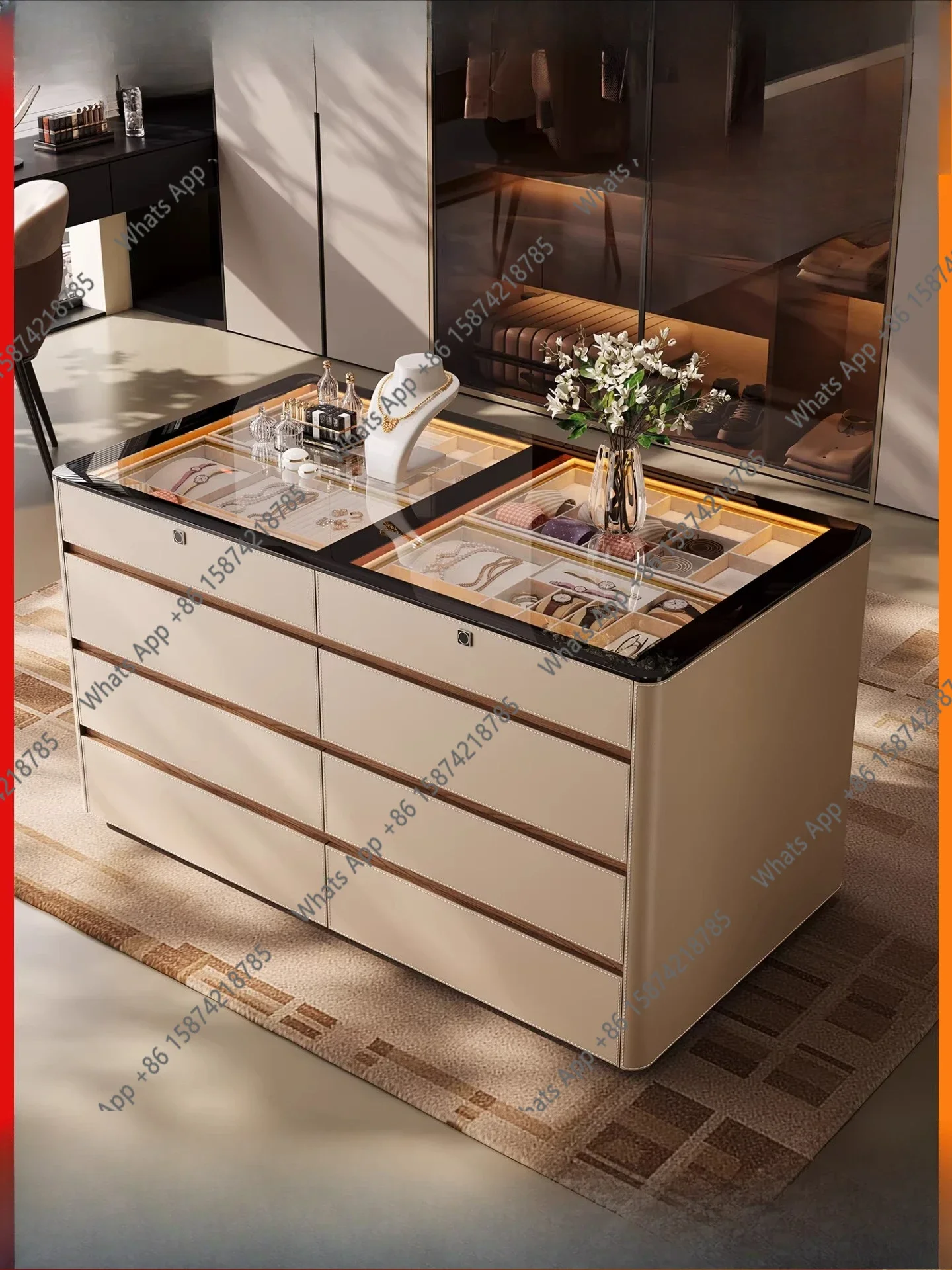 

Новая напольная вешалка для одежды Nakashimadai из массива дерева с замком по отпечатку пальца, шкаф-витрина для украшений, домашний комод-шкафчик