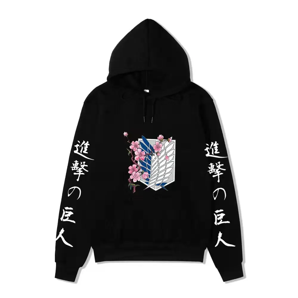 Attack On Titan Hoodie 일본 애니메이션 Hingeki No Kyojin 그래픽 스웨터 풀오버 캐주얼 후드 스트리트웨어 탑스 유니섹스 어택