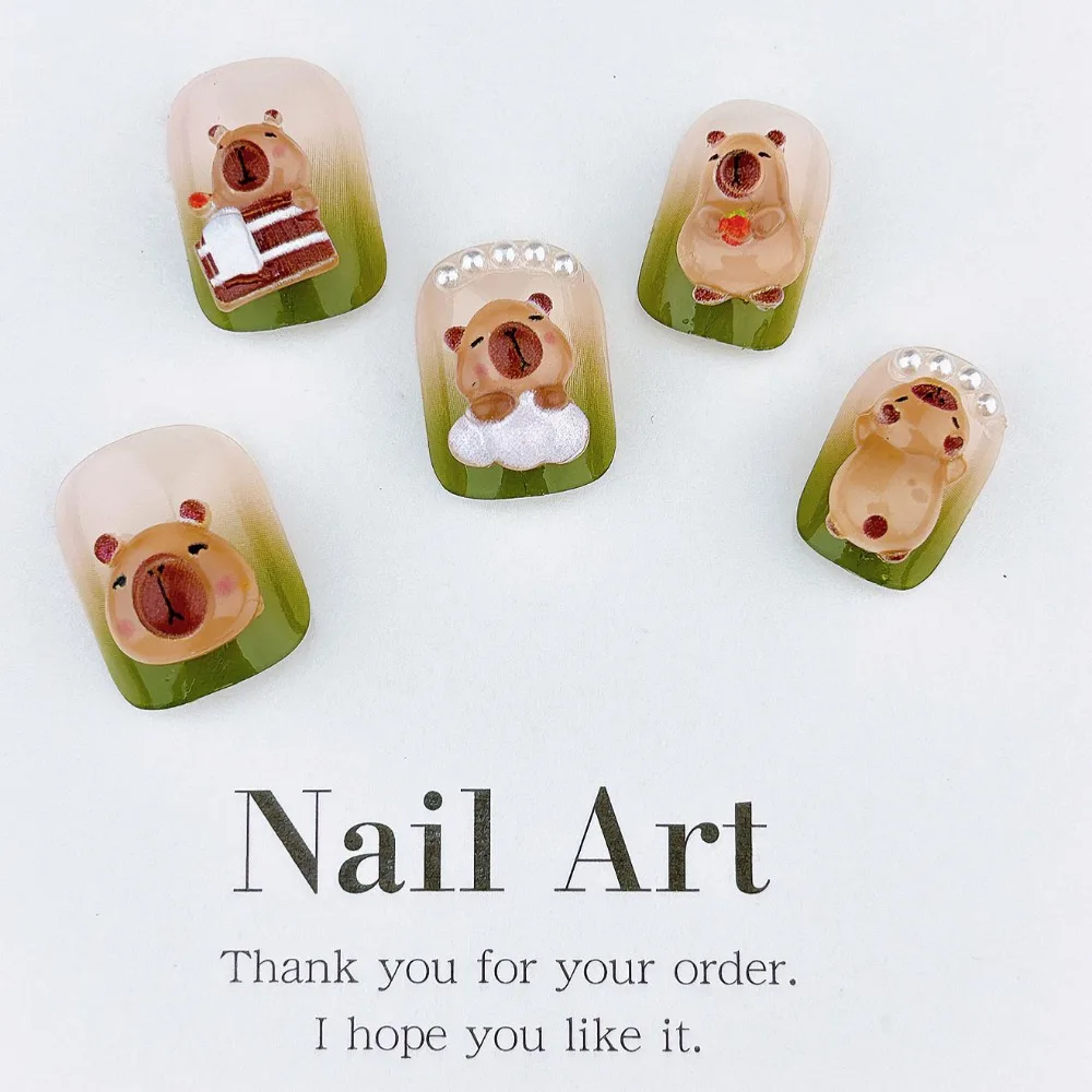 50Pcs New Resin Nail Art Ornaments Cartoon 3D Nail Resin Drill Ornaments Capybara Nail Accessories