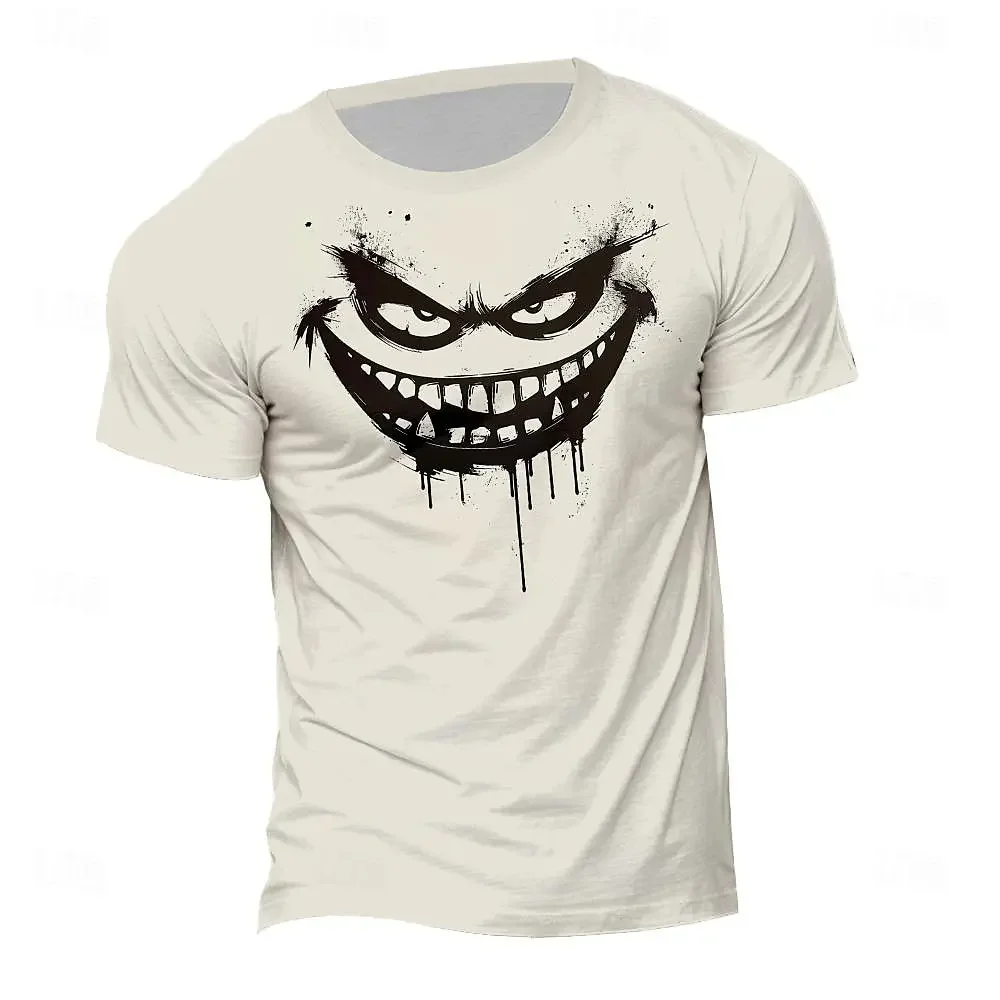 

Funny 3D Smiling Face Print T Shirt For Men Fashion Simplicity Style Short Sleeve Tops Casual O-neck Loose Tee Summer Streetwear