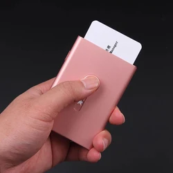 Business Card Holder Hand Push Card Case Bank Card Membership Package Metal Ultra Thin Business Card Packaging Box Organizer