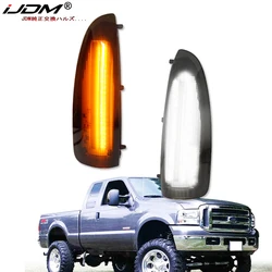 2pc Side Mirror Marker Lamps For Ford F250 F350 Superduty,For Ford Excursion Amber LED Turn Signal Light,White LED Parking Light