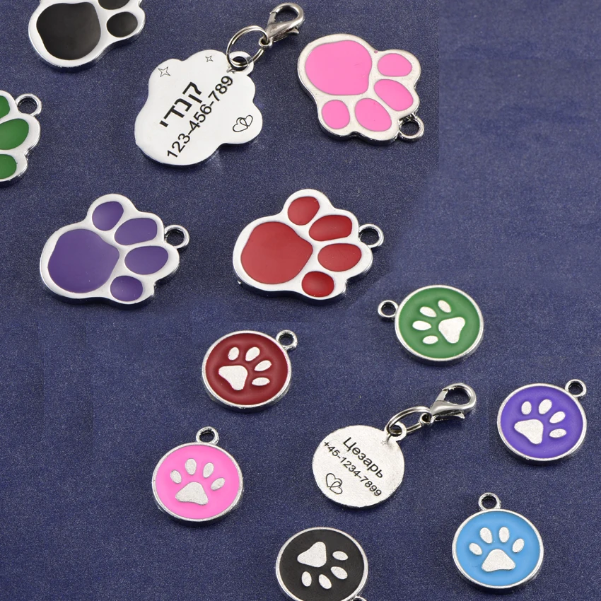 Pet Id Paw Tag for Dog, Puppy, Kitten, Cat Collar Accessories, Dog ID Tag, Free Engraving, Message , Pet Supplies Products