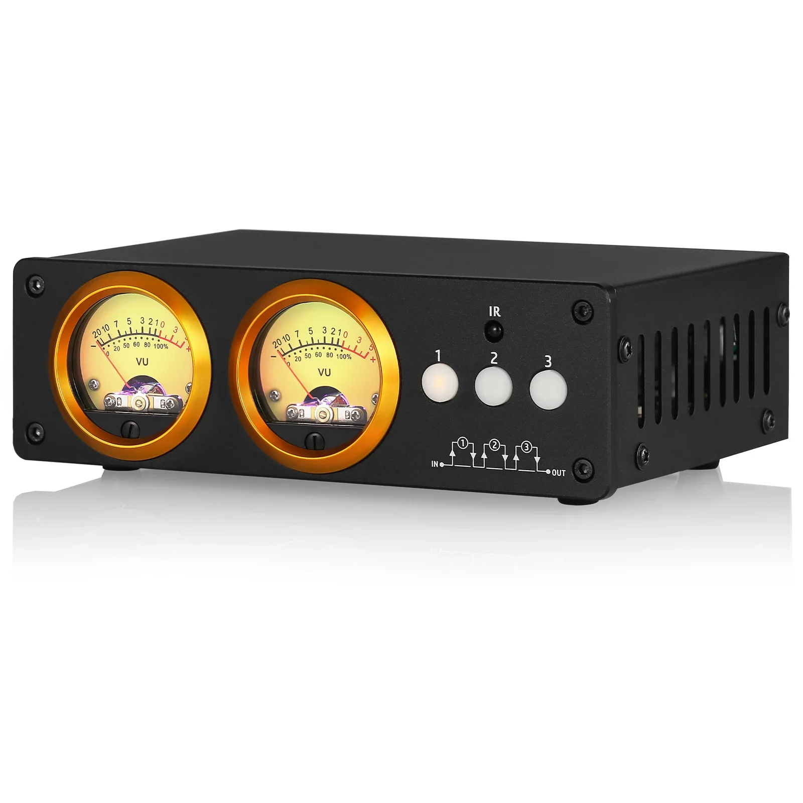 

ONE LittleL3 3 Channel Loop Switcher Box 1(3)-IN-3(1)-OUT Selector Dual VU Meter Display Stereo Splitter with IR Remote Control