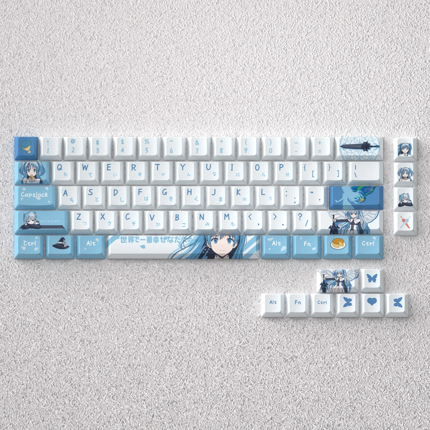 

PBT Keycaps Chtholly Nota Seniorious Anime Dye Sublimation Cherry Height Side Print for Mechanical Keyboard Game PC Anne Pro 2