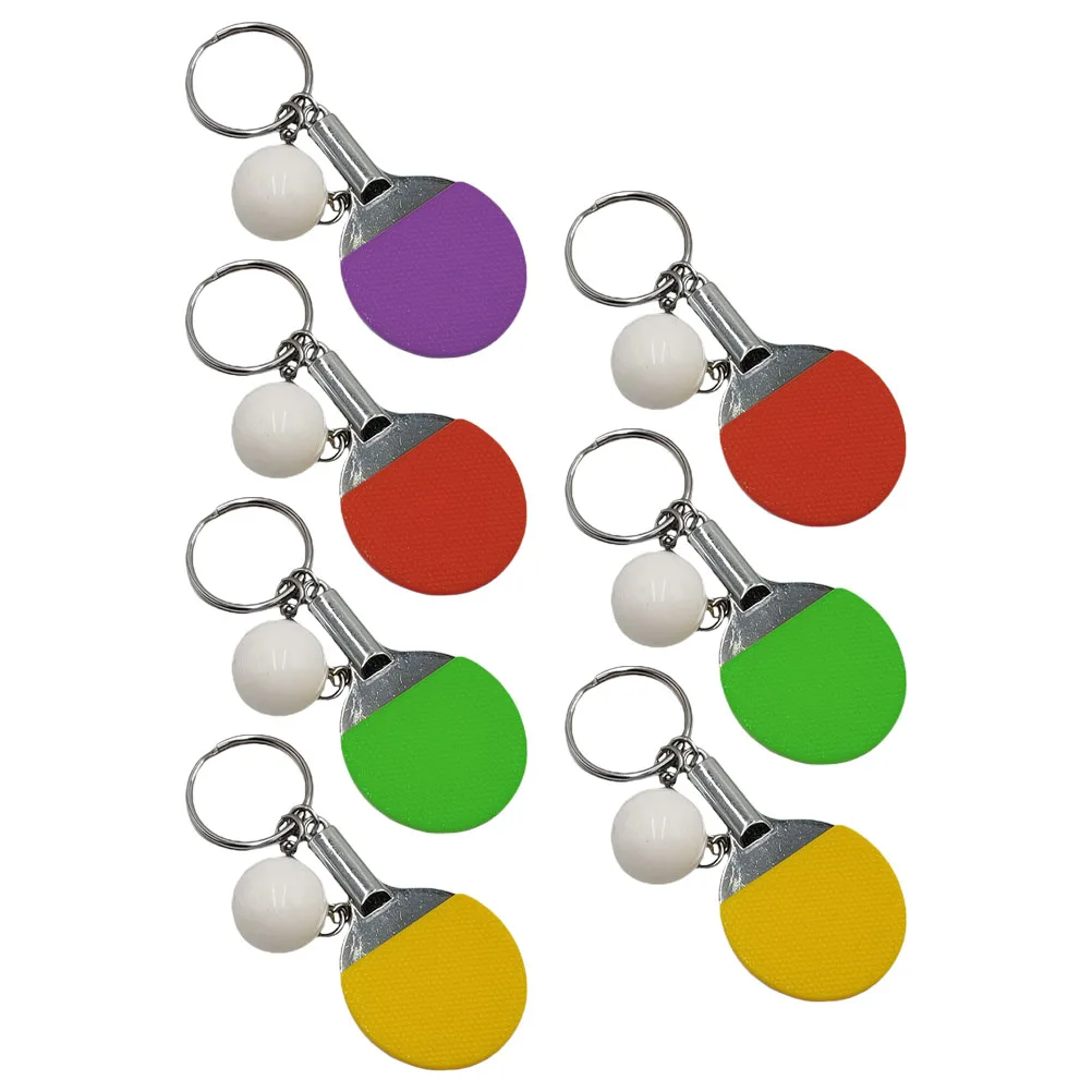 

7Pcs TableTennisRacketKeychain MiniatureOrnament BallPorcelain Ring BagPendant KeyRing KeyPendant KeyChain FashionStyle Durable