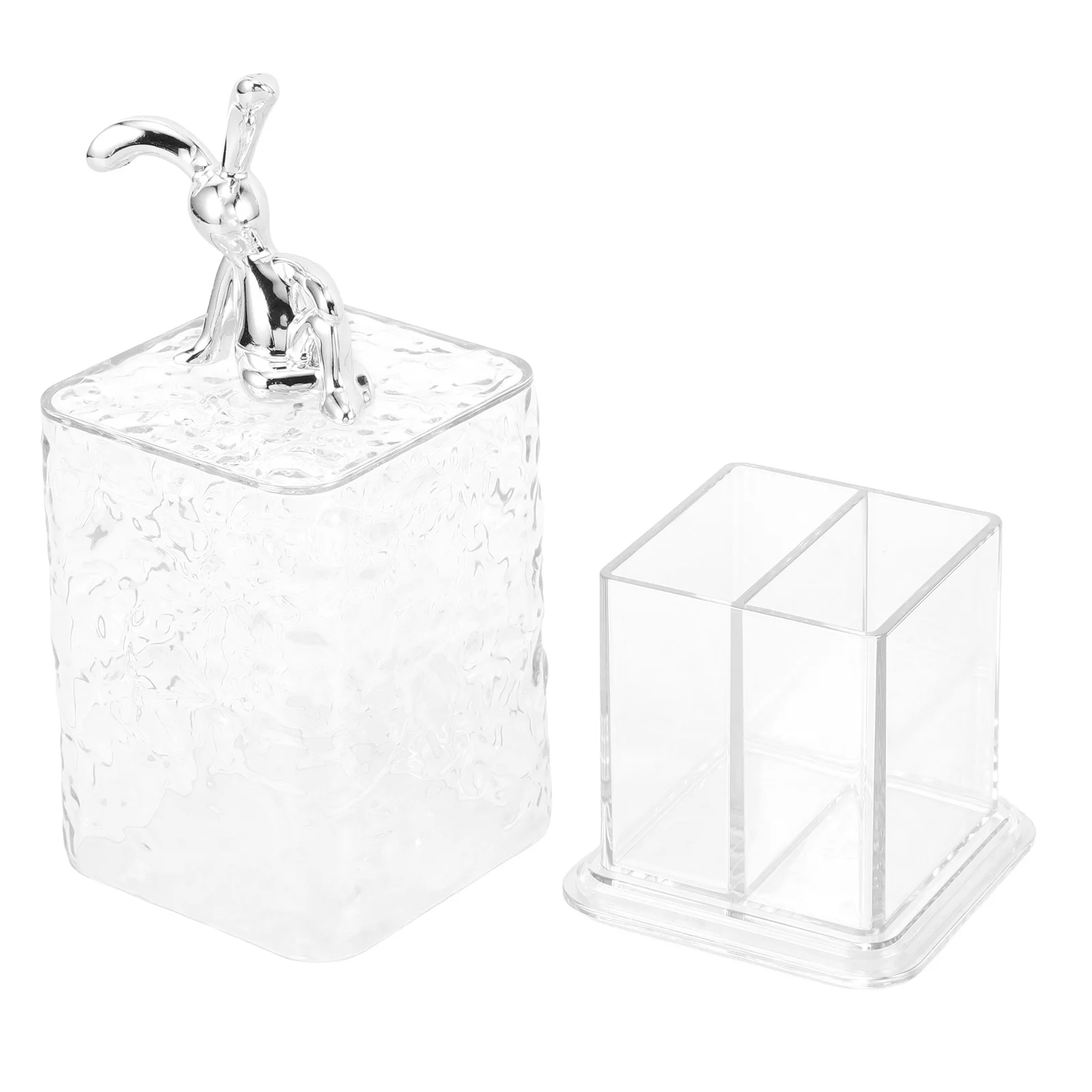 

Creative Minimalist Cotton Pads Box Transparent Cotton Round Holder Rabbit Design Makeup Storage Jar for Bathroom Bedroom