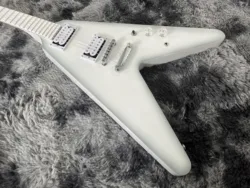 Chinese OEM Electric Guitar White Color Flying V Style Chrome Hardware