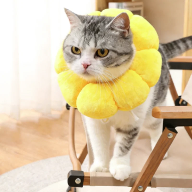 Pet Sunflower Elizabethan-Kragen für Katzen, verstellbar, zum Schutz vor Beißen, für die Genesung nach Operationen, zum Schutz vor Lecken, aus weichem Plüsch, zum Schutz der Wundheilung. – Detail 2