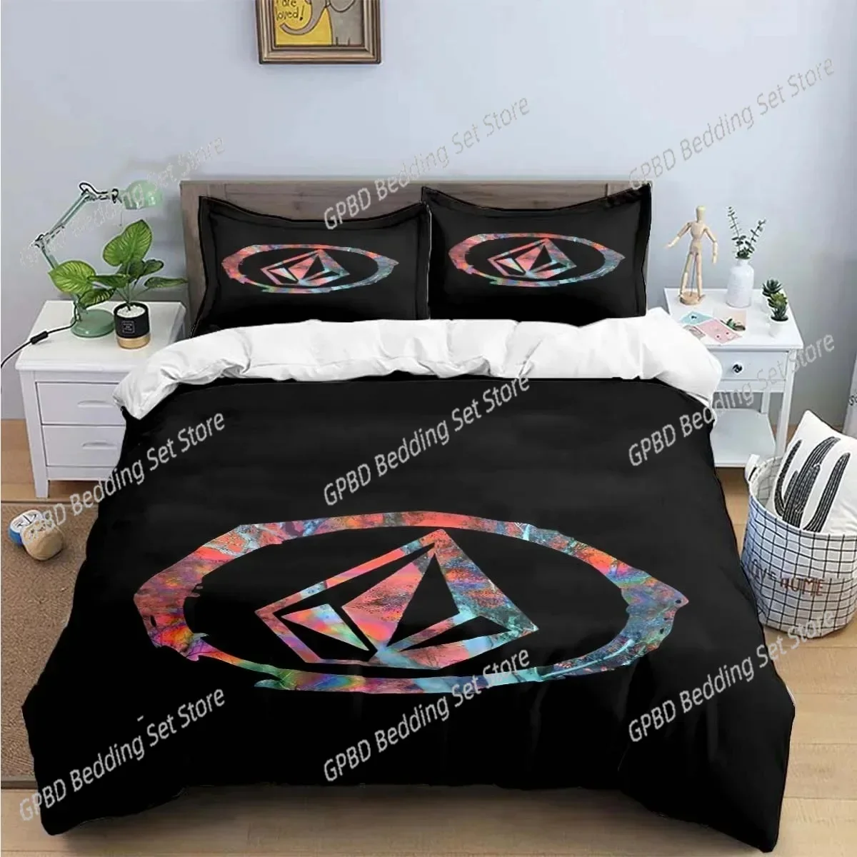 Exquisite V-VOLCOM Print Bedding Sets Exquisite Bed Supplies Set Duvet Cover Bed Comforter Set Bedding Set Luxury Gift