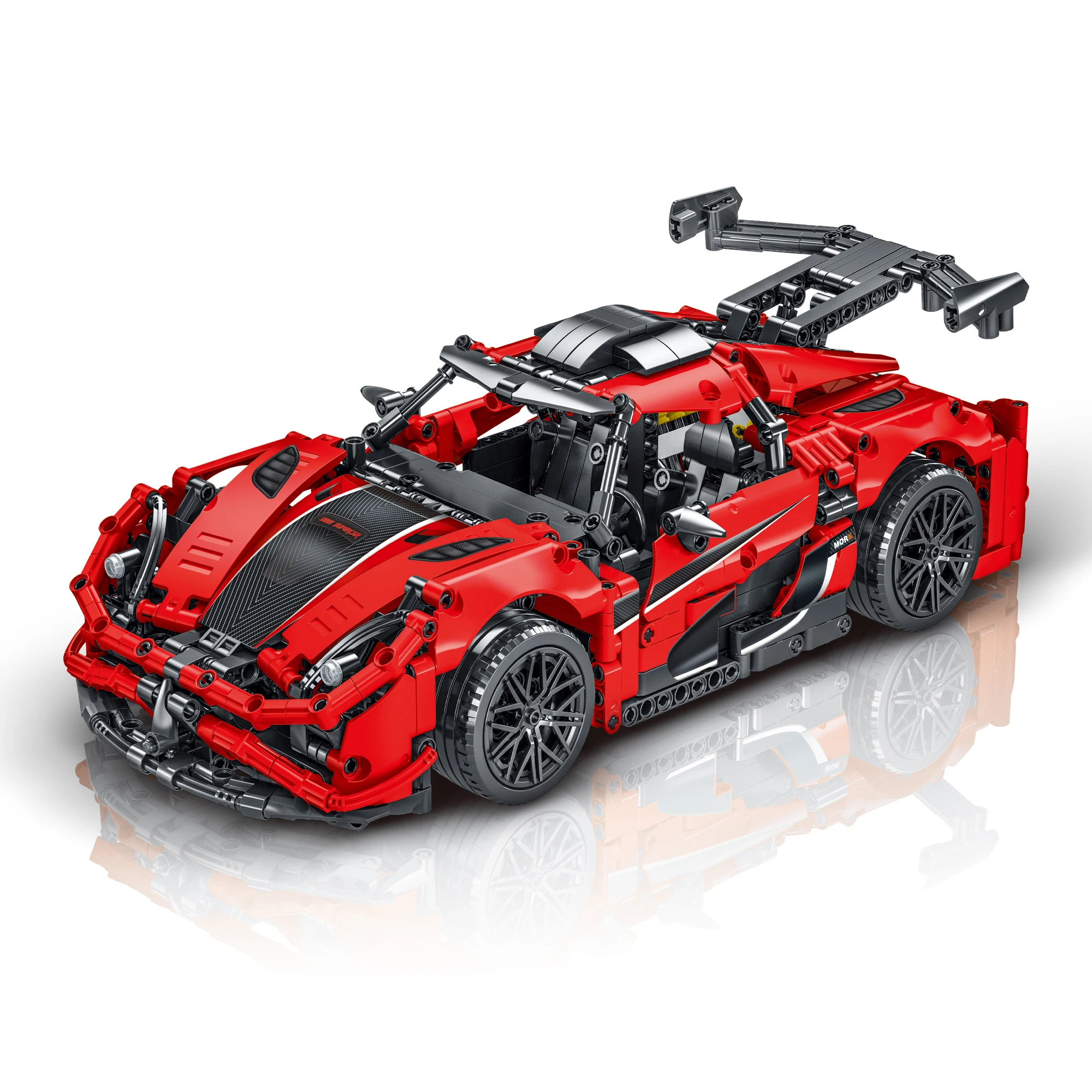 ตัวต่อรถแข่งสีแดงแบบกลไก ปี 2025 ของเล่นตัวต่อเสริมพัฒนาการ แบบประกอบเอง ของขวัญวันเกิด วันฮาโลวีน วันคริสต์มาส 1505 ชิ้น