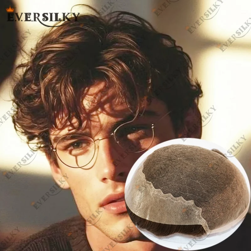 

Пепельно-коричневый блондин, мужской парик, прочный Q6, человеческий протез, натуральная линия волос, мужской парик, дышащий невидимый коричневый отбеленные узлы